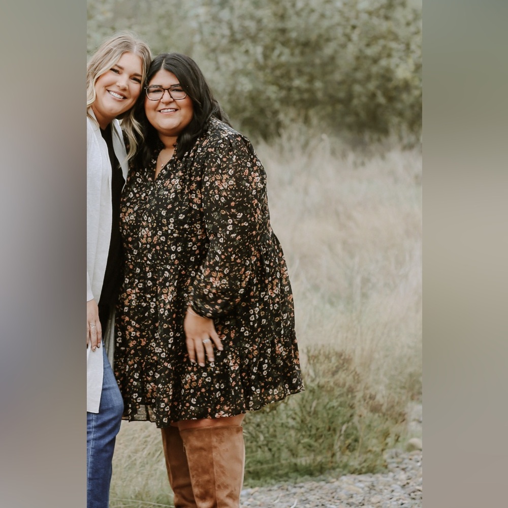 Black floral mini dress